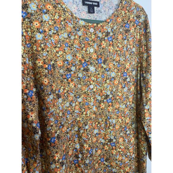Lands' End Women's Floral 3/4 Sleeve oversized Tunic top , Size L - Picture 2 of 5